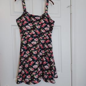 Tomsware floral dress size xl a line stretch adjustable straps rose print